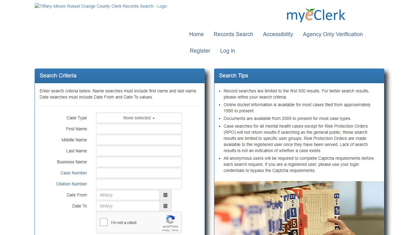 Orange County Clerk of Courts Records Search
